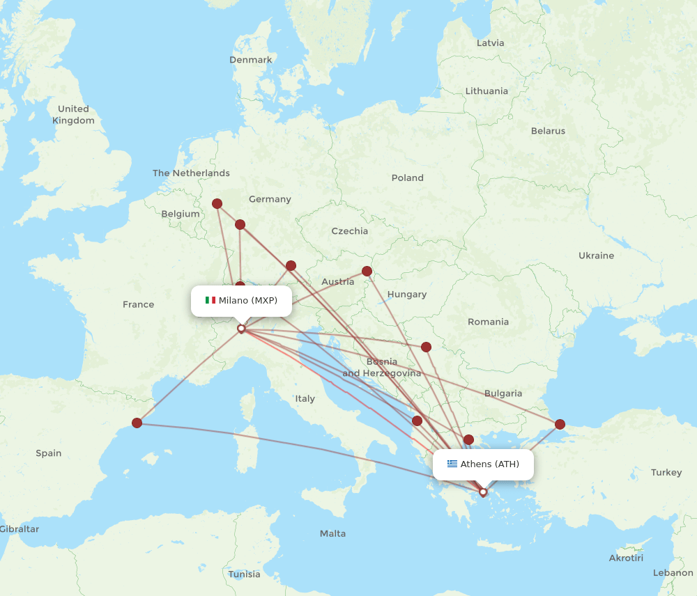 MXP-ATH flight routes