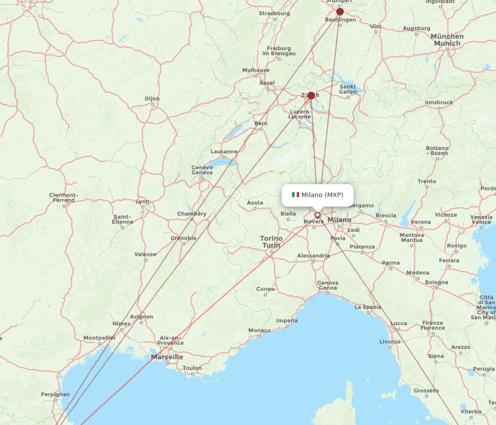 MXP to BCN flights and routes map