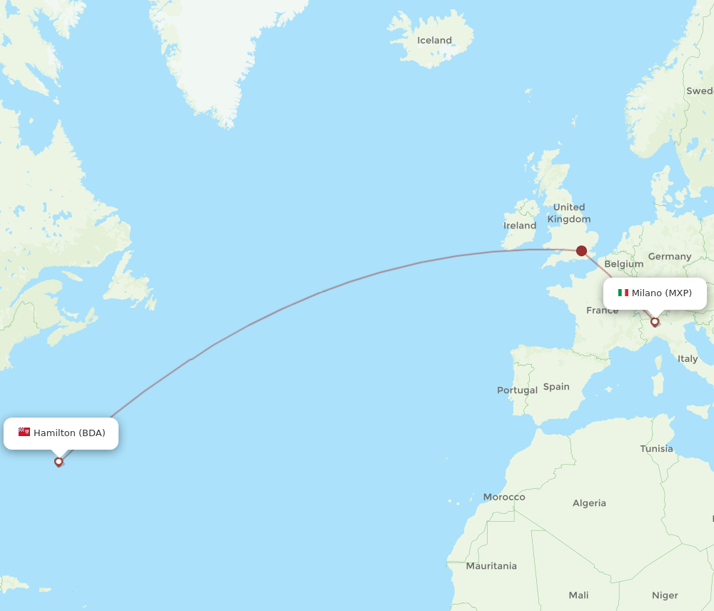 MXP-BDA flight routes