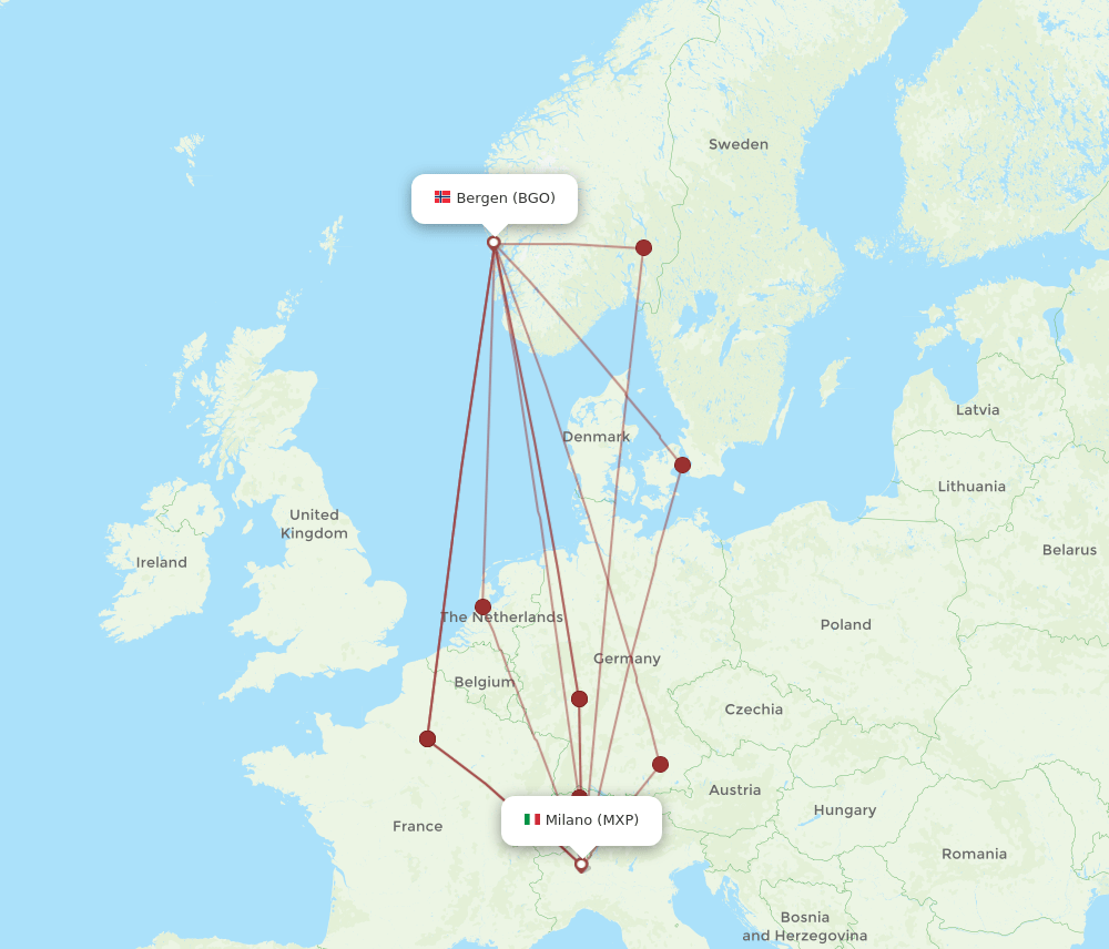 MXP-BGO flight routes