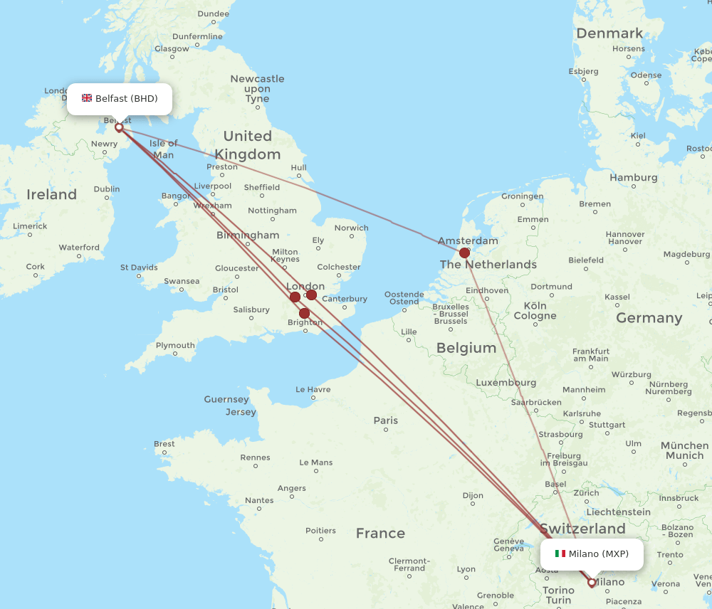 MXP-BHD flight routes