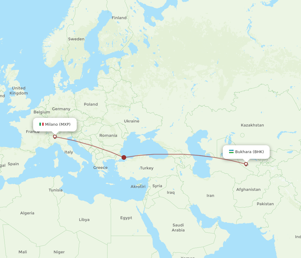 MXP-BHK flight routes