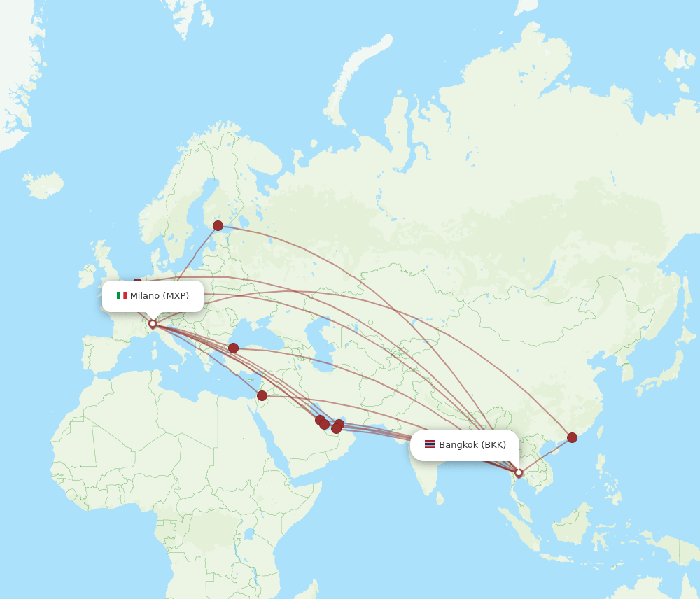 MXP-BKK flight routes