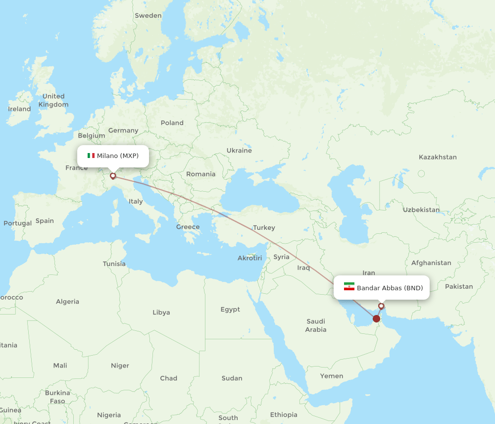 MXP to BND flights and routes map