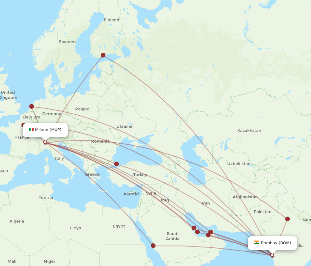 MXP-BOM flight routes