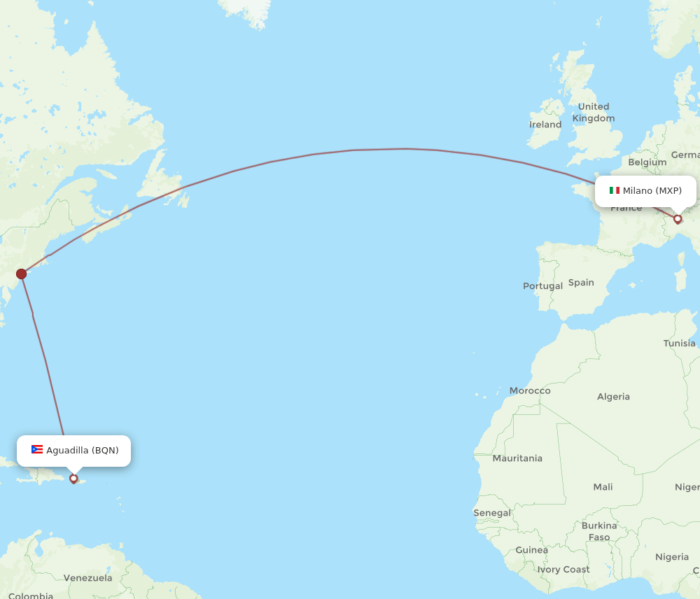MXP-BQN flight routes