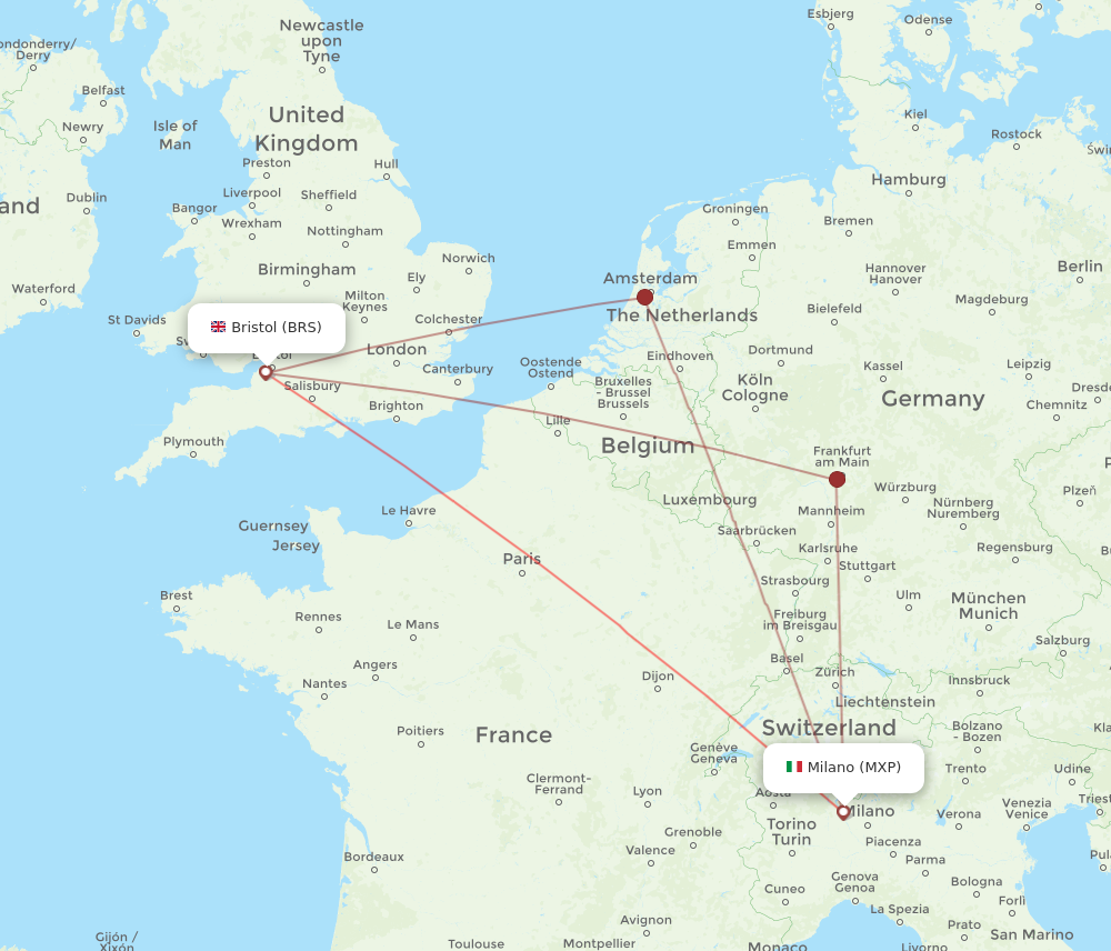 MXP to BRS flights and routes map