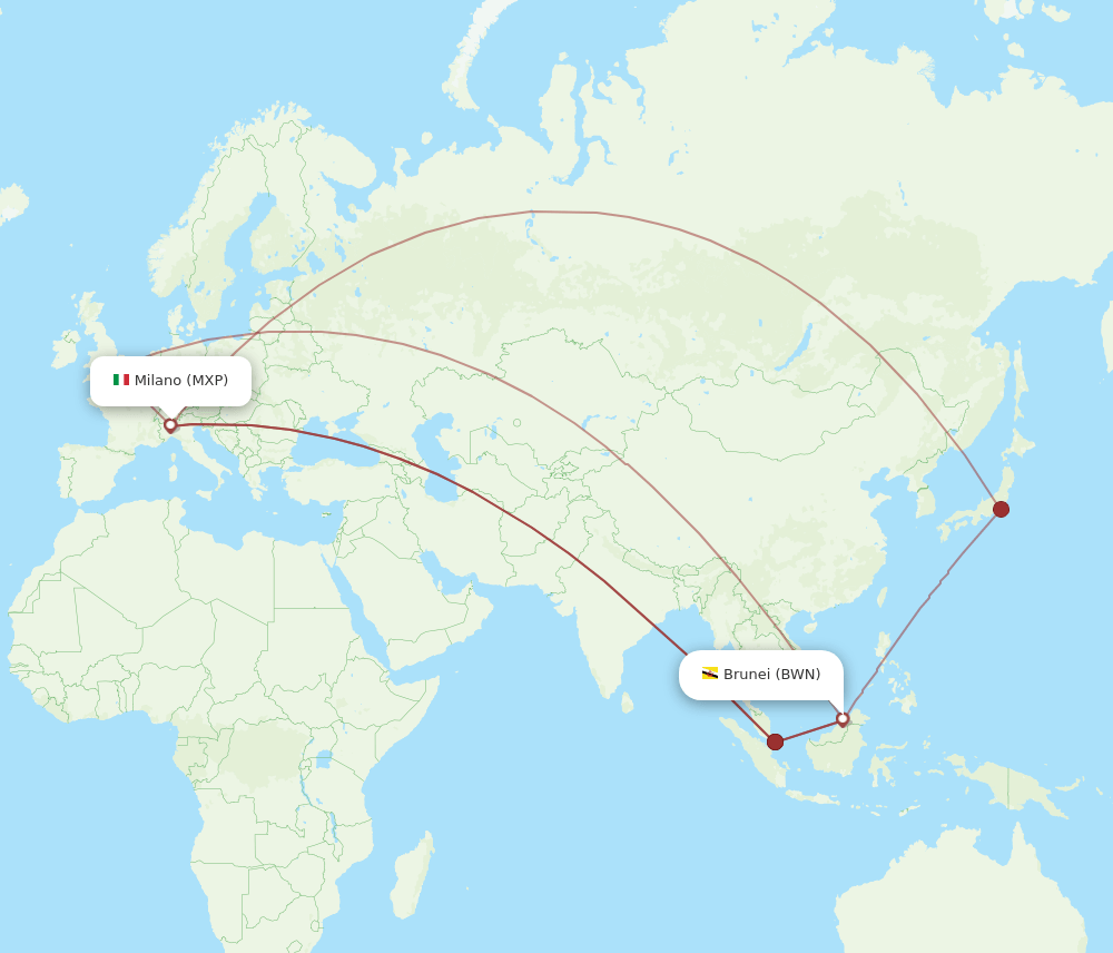 MXP-BWN flight routes
