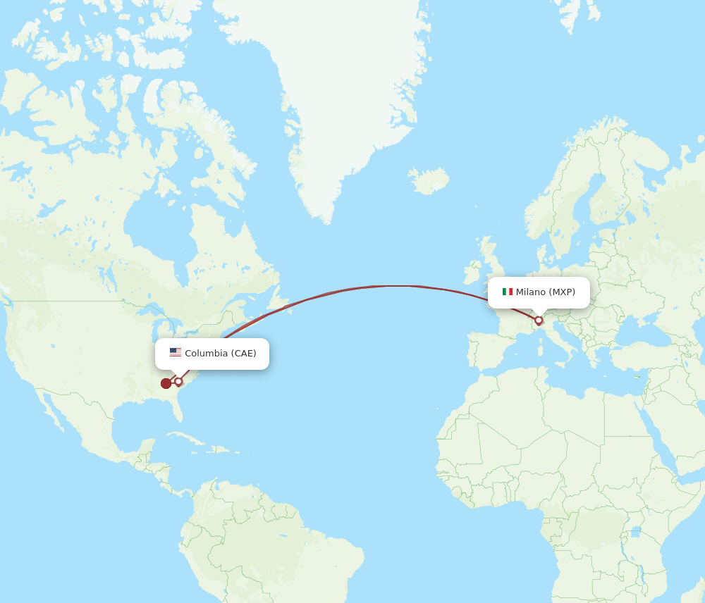 MXP-CAE flight routes