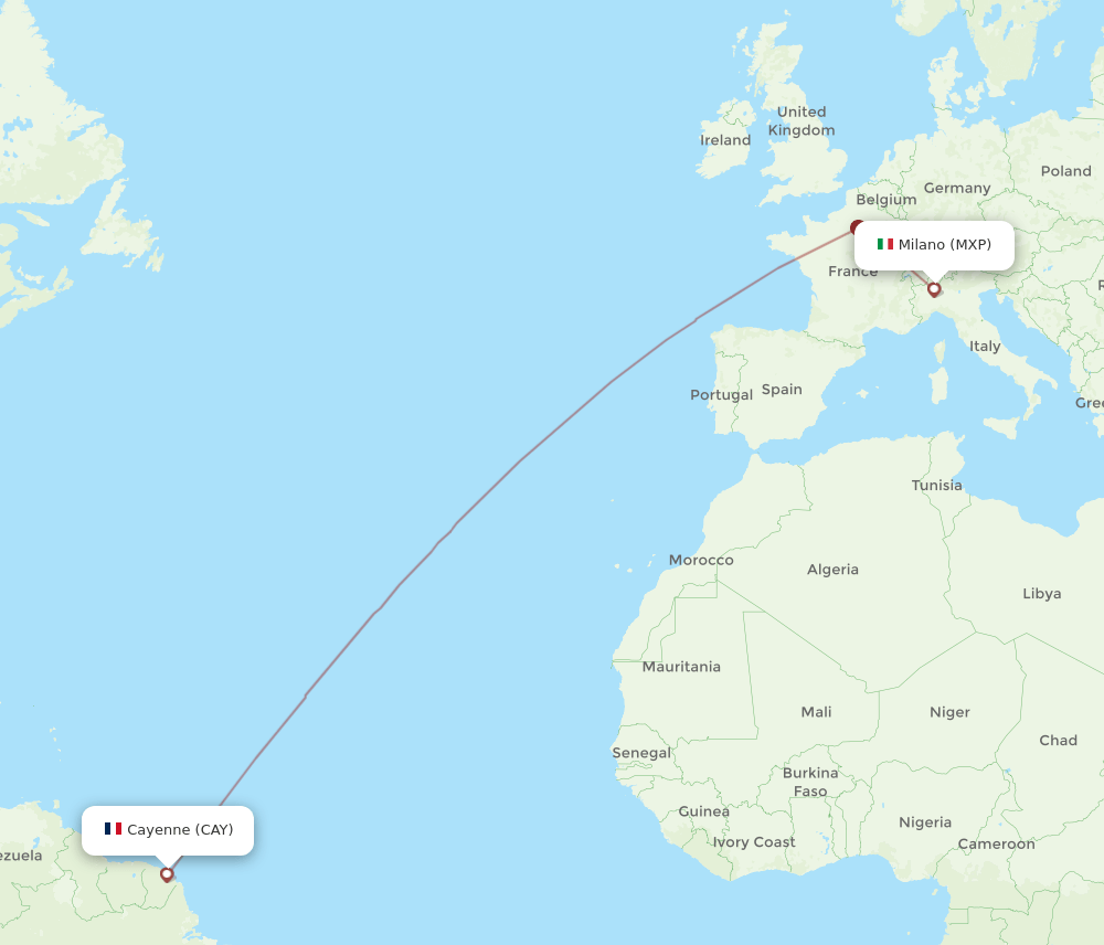 MXP-CAY flight routes
