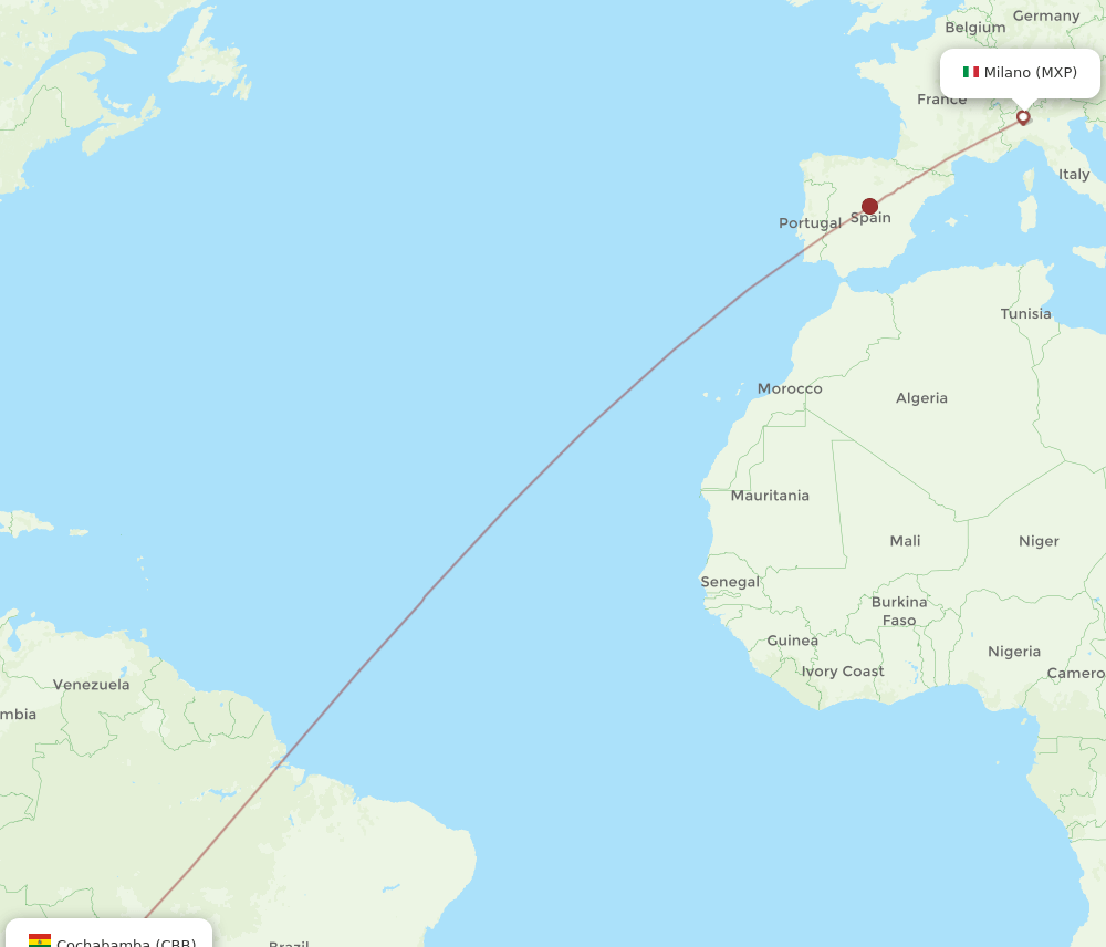 MXP-CBB flight routes