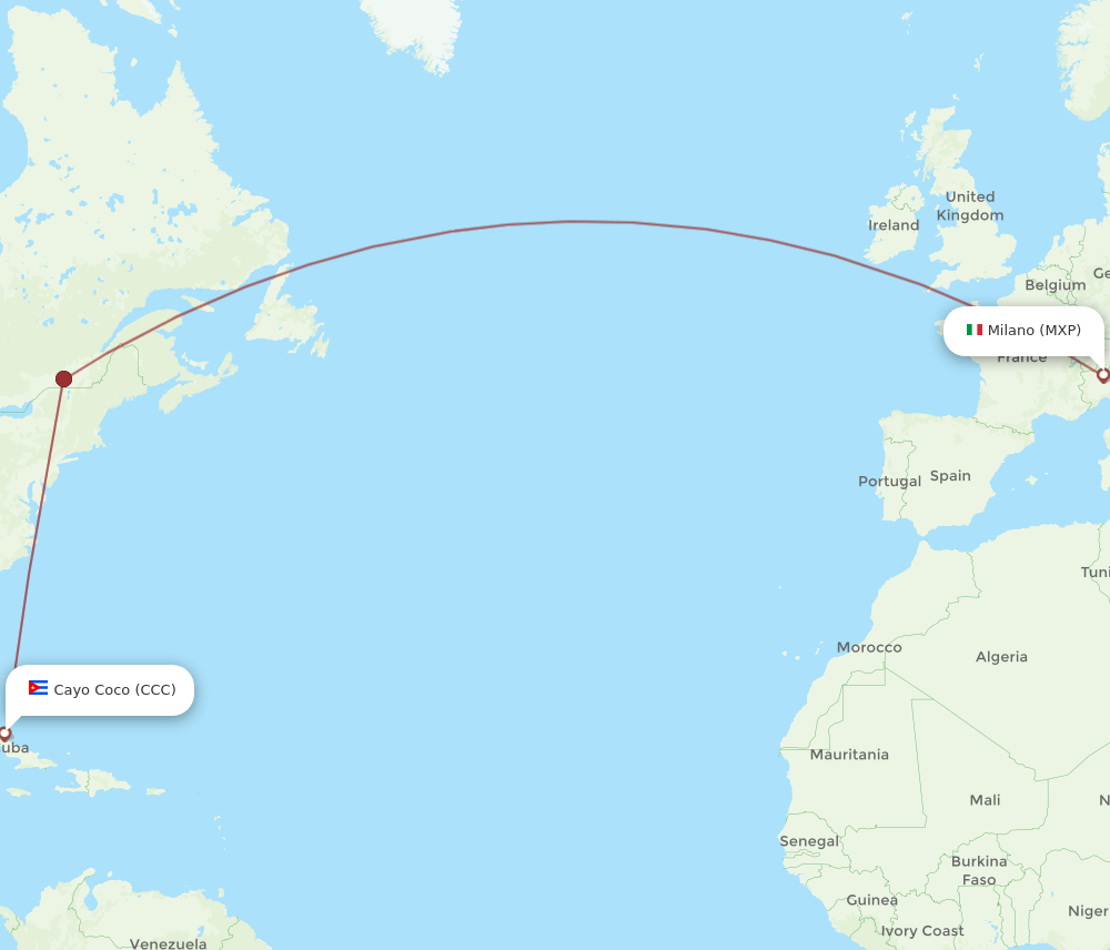 MXP-CCC flight routes