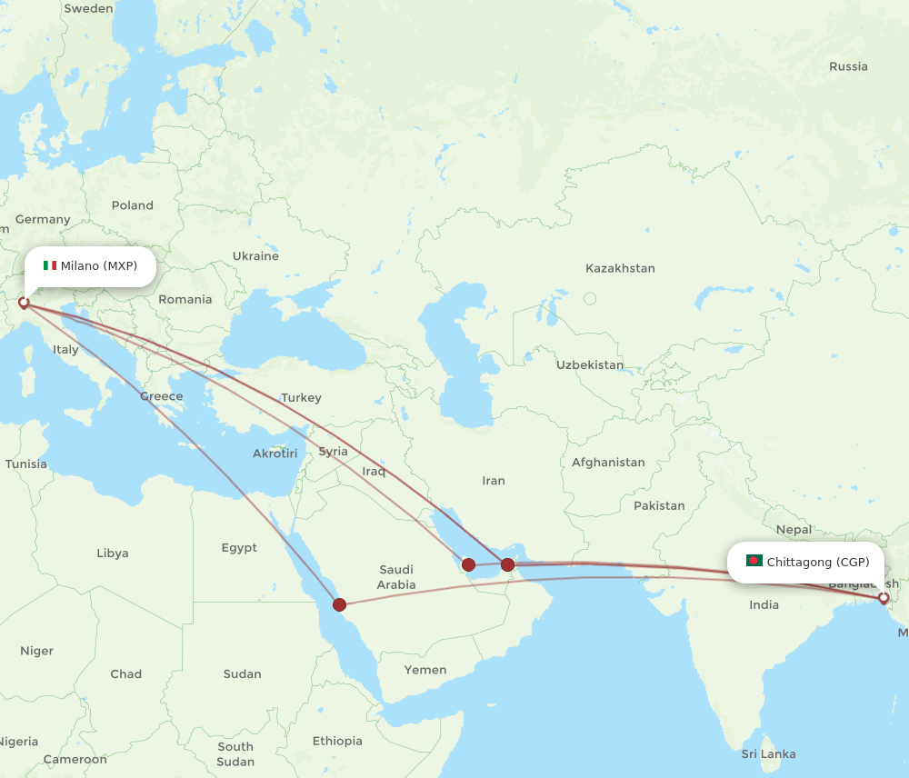MXP-CGP flight routes