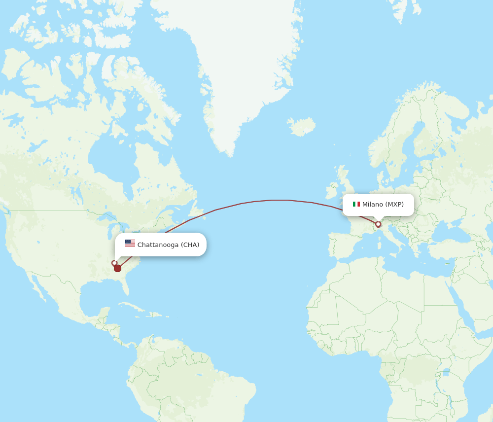 MXP to CHA flights and routes map