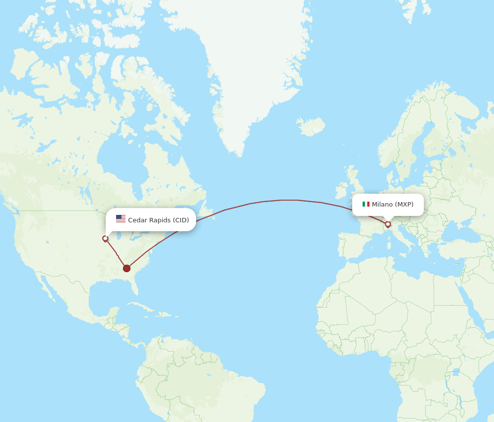 MXP to CID flights and routes map
