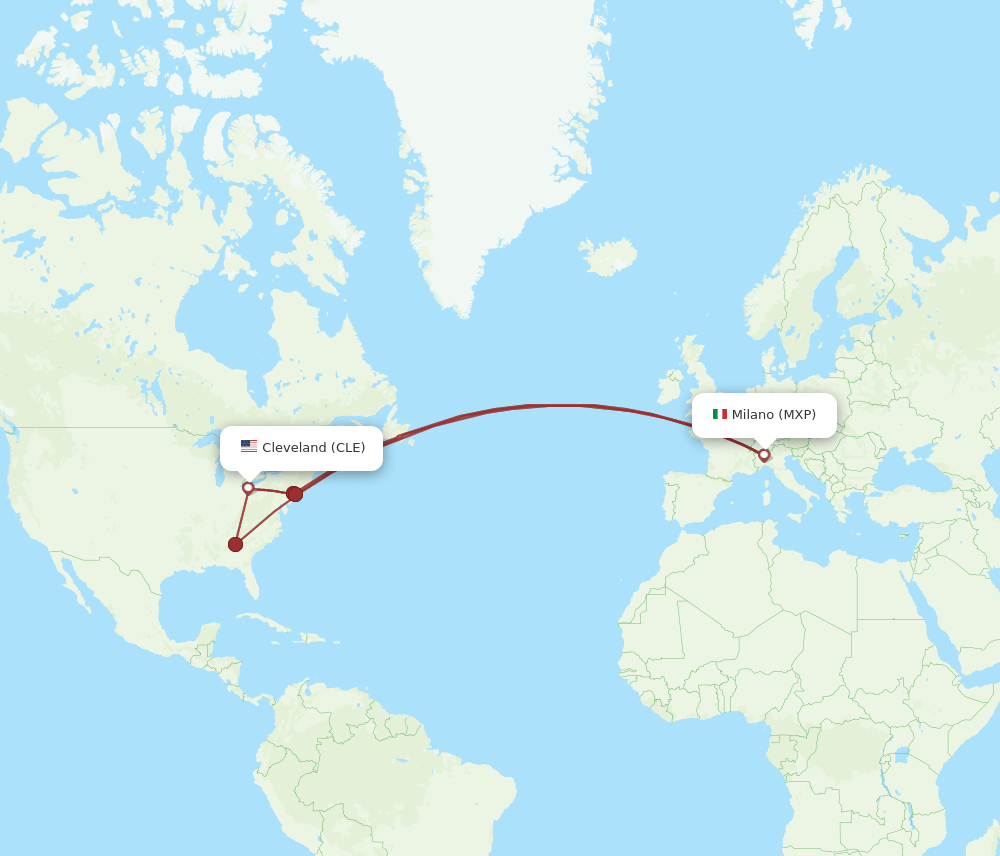 MXP-CLE flight routes