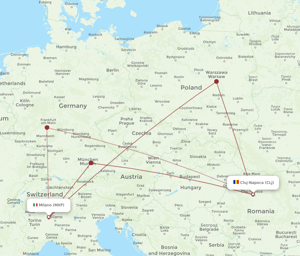 MXP-CLJ flight routes