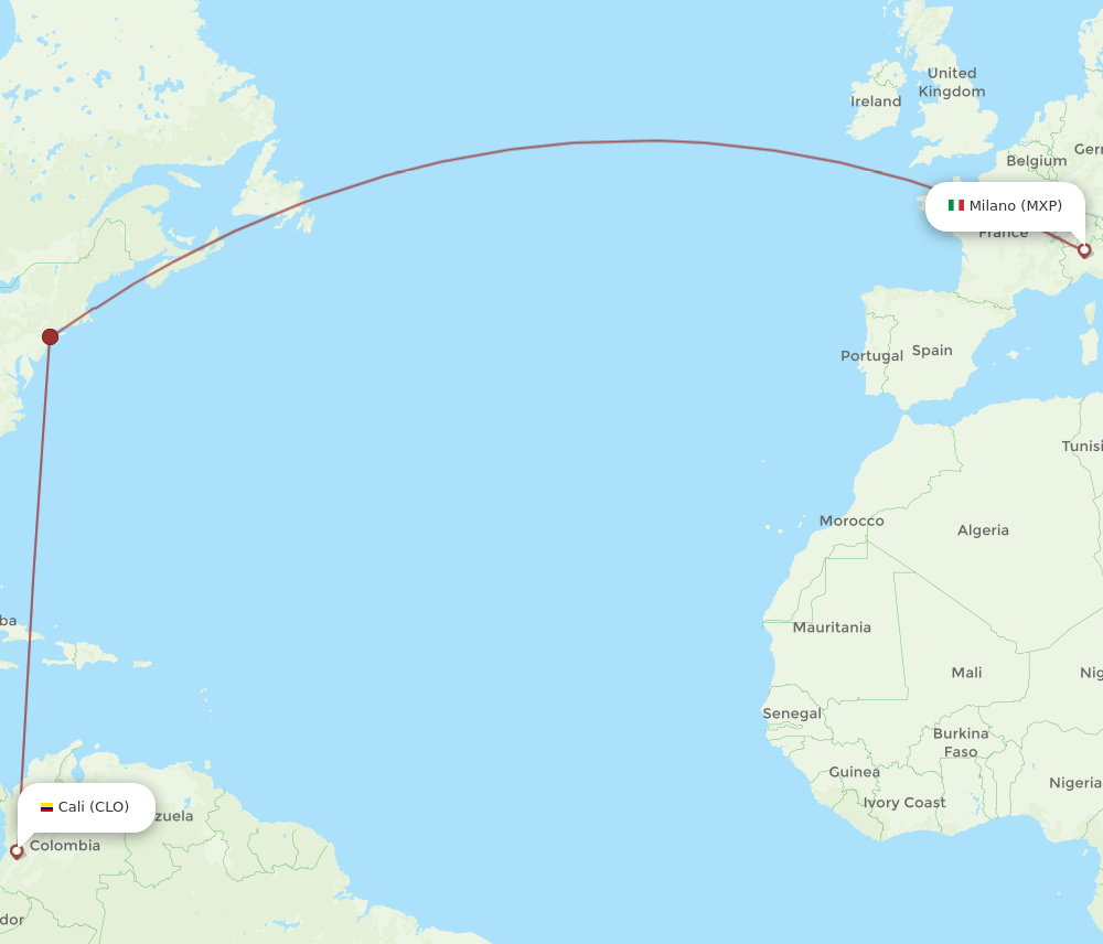 MXP-CLO flight routes