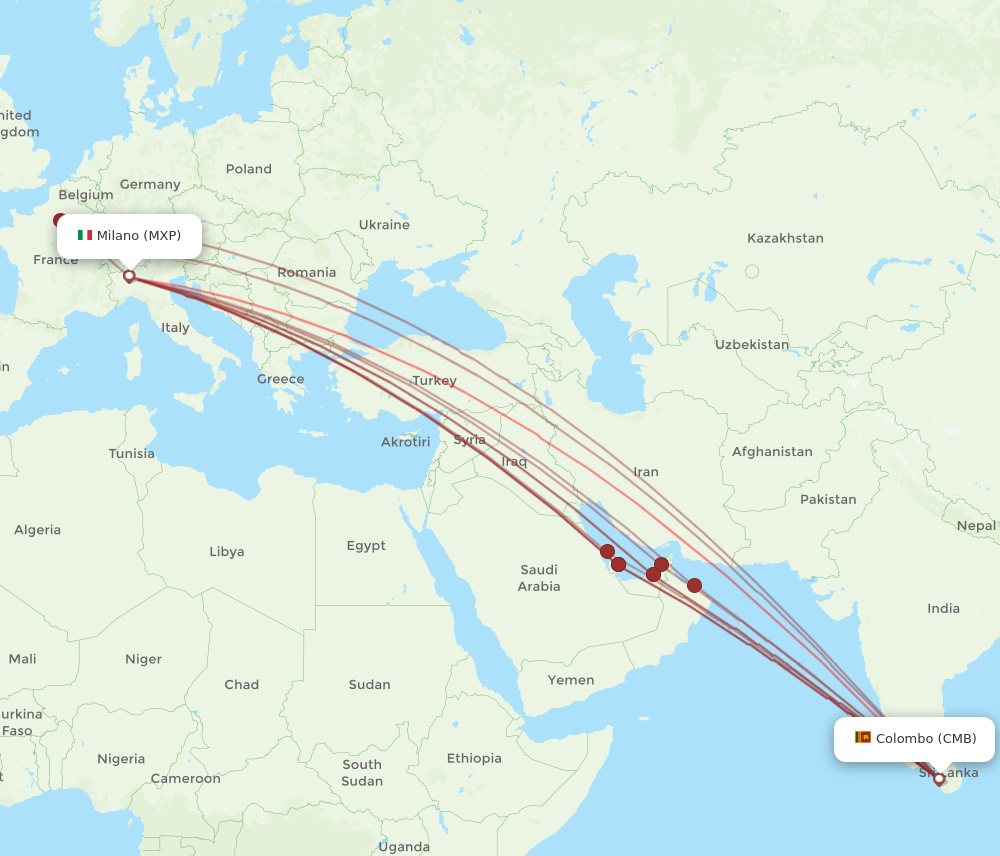 MXP-CMB flight routes
