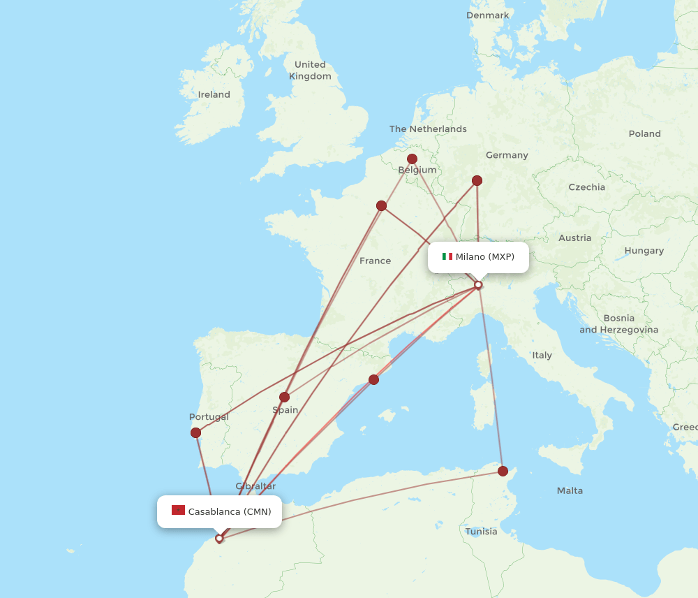 MXP-CMN flight routes