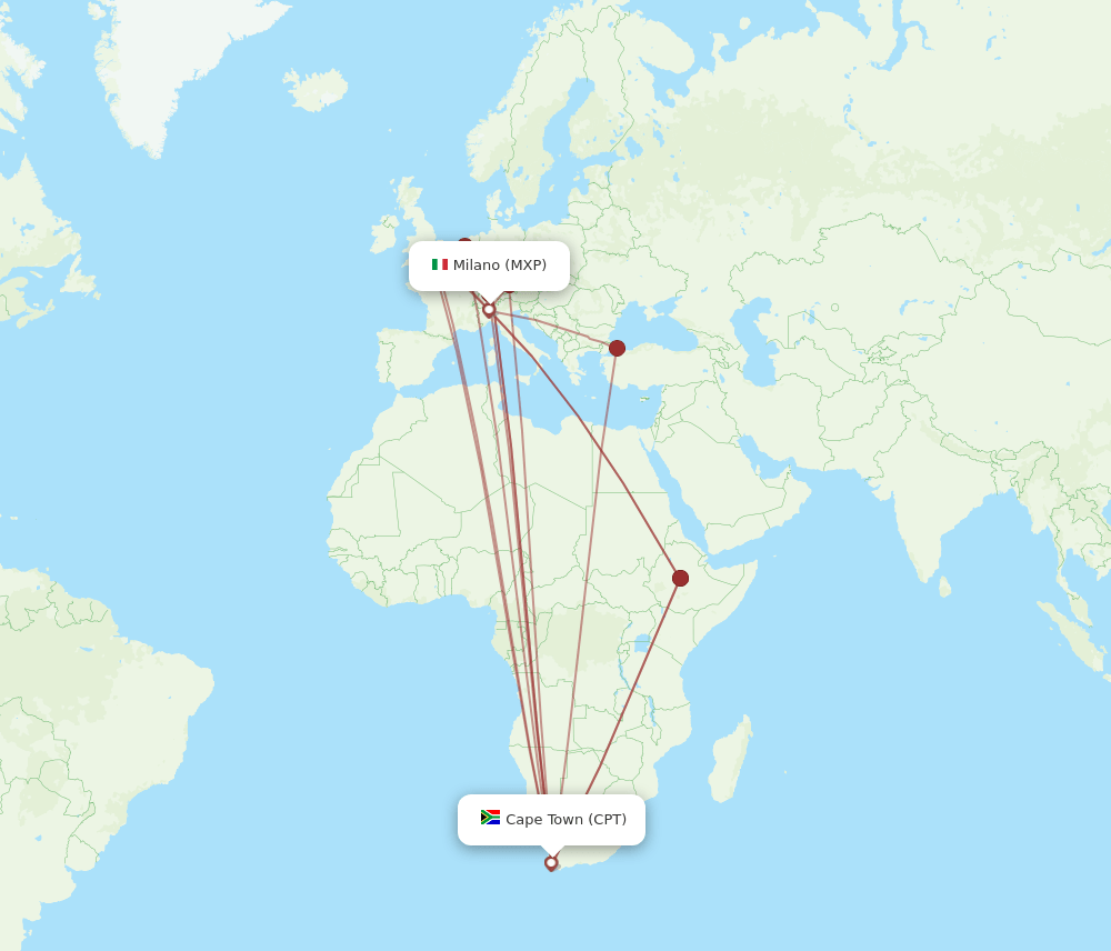MXP-CPT flight routes