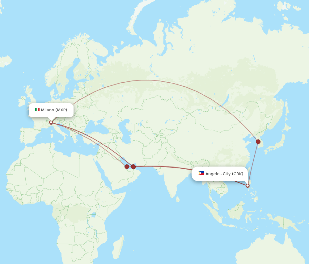MXP to CRK flights and routes map
