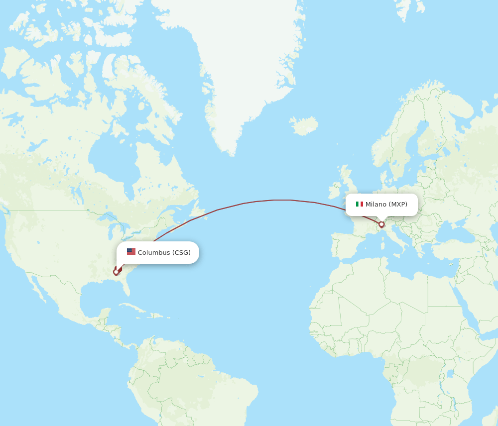 MXP to CSG flights and routes map