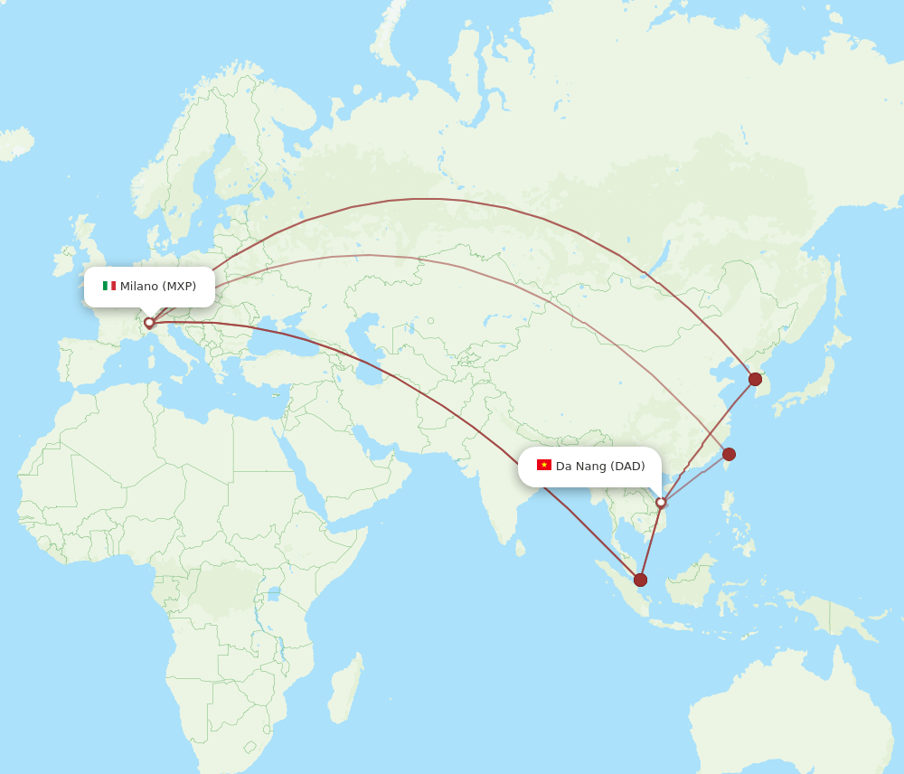 MXP-DAD flight routes