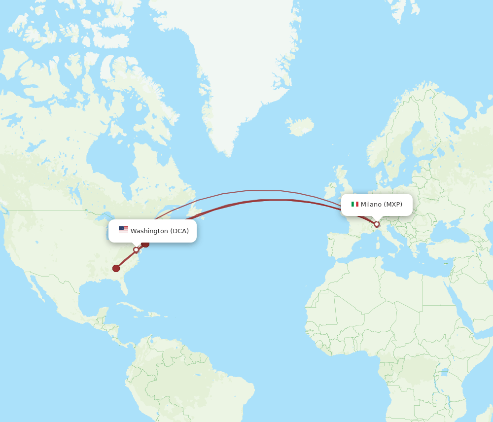 MXP to DCA flights and routes map