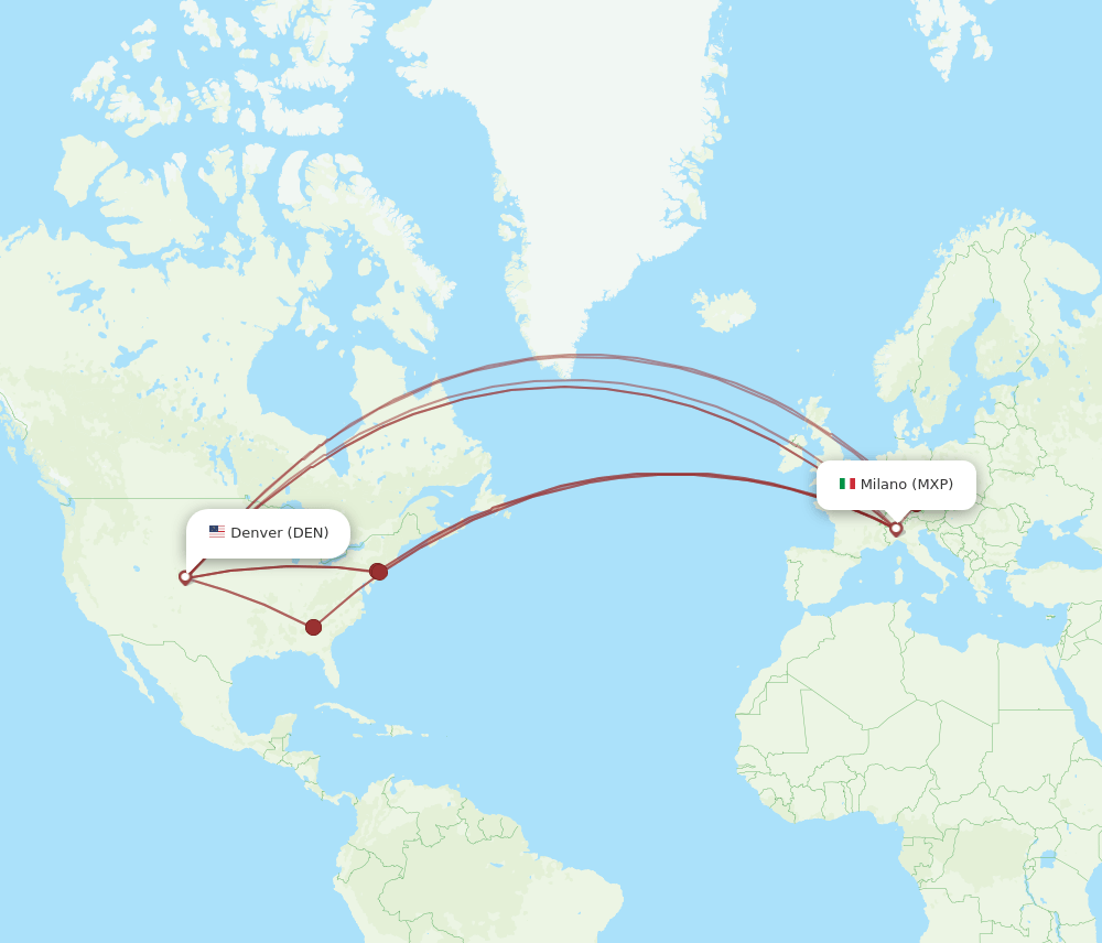 MXP-DEN flight routes