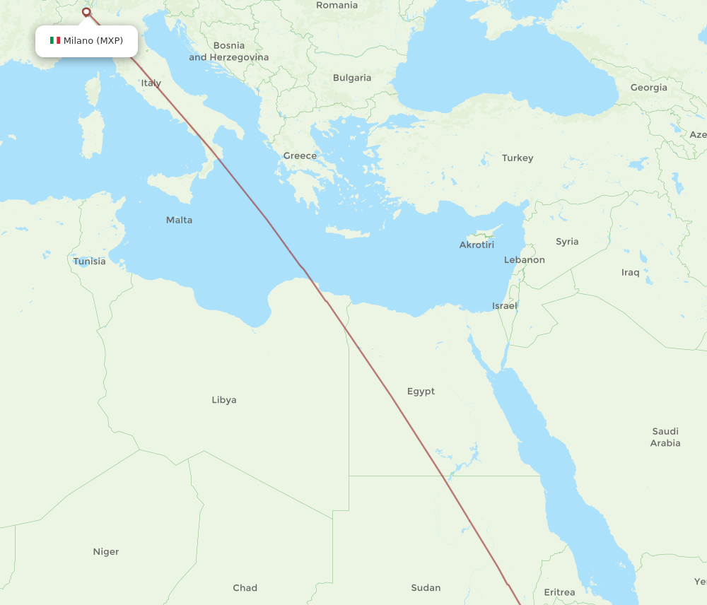 MXP to DIR flights and routes map