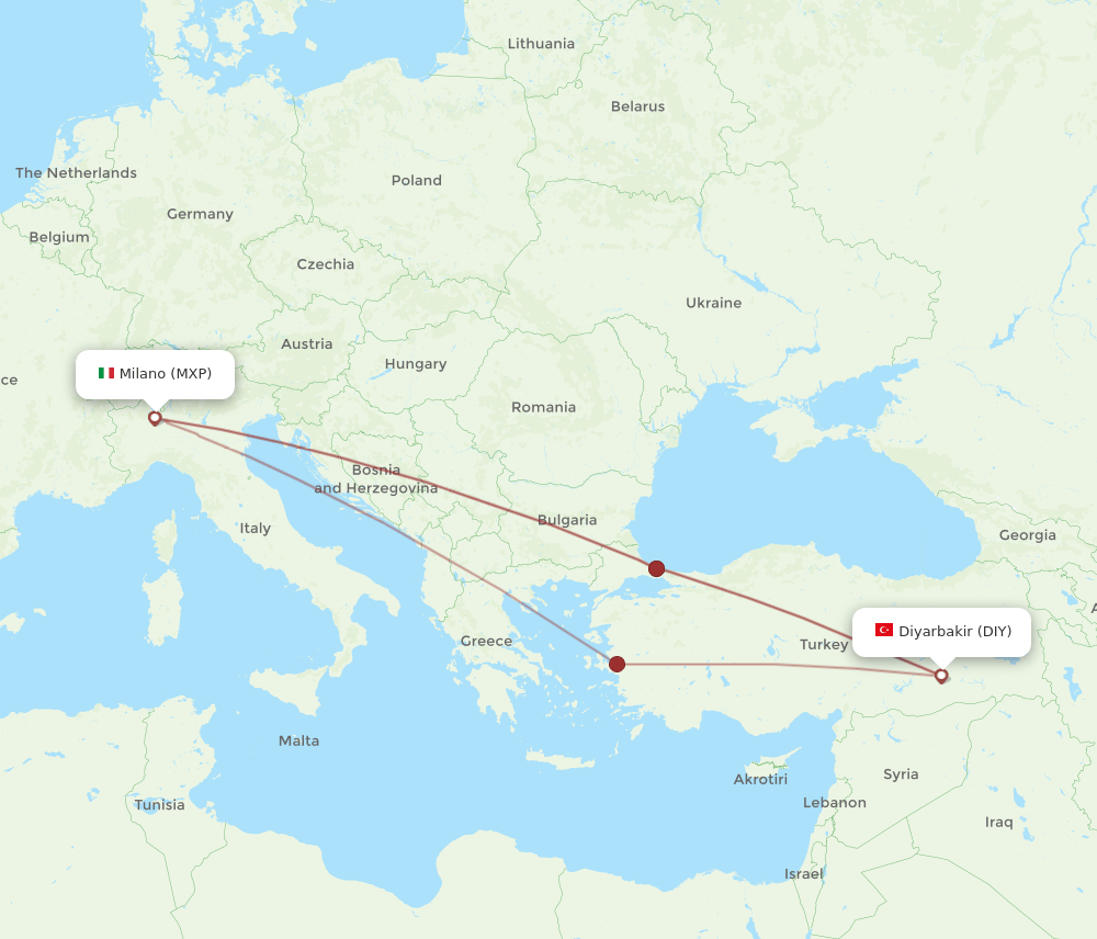 MXP-DIY flight routes