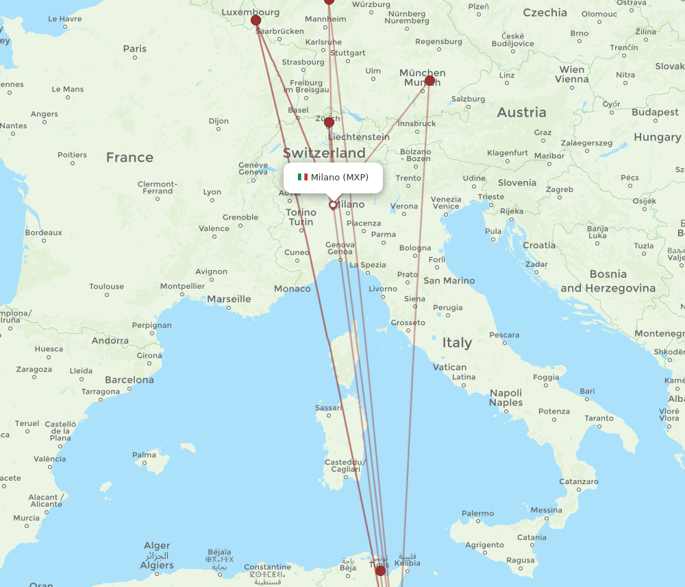 MXP-DJE flight routes