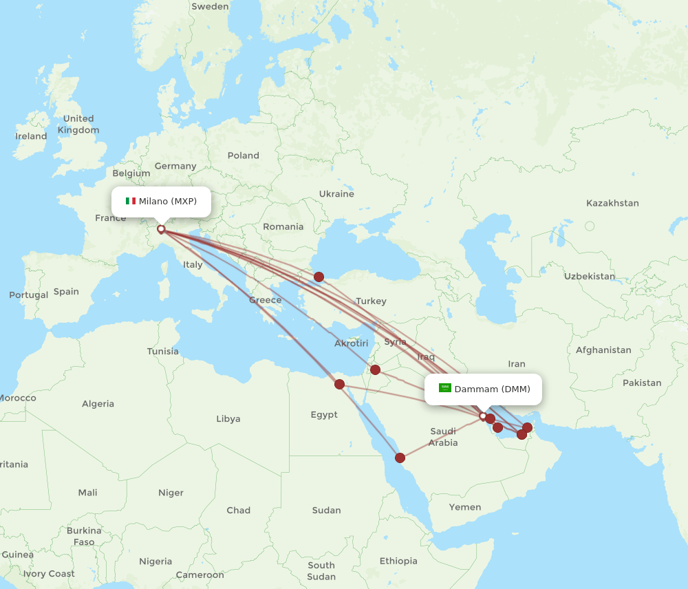 MXP-DMM flight routes