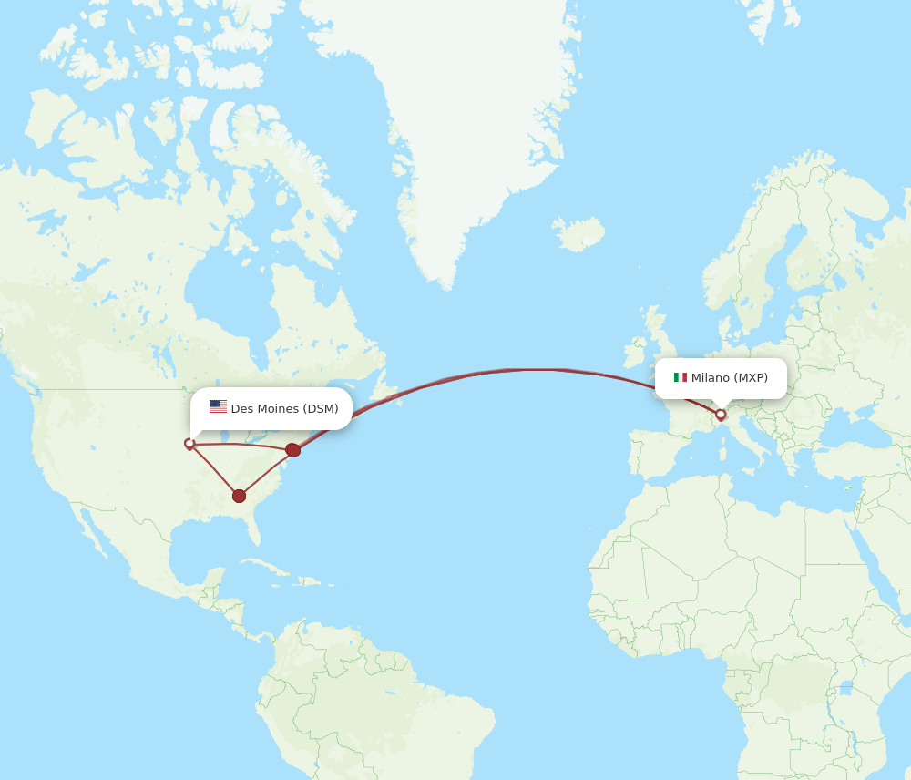 MXP-DSM flight routes