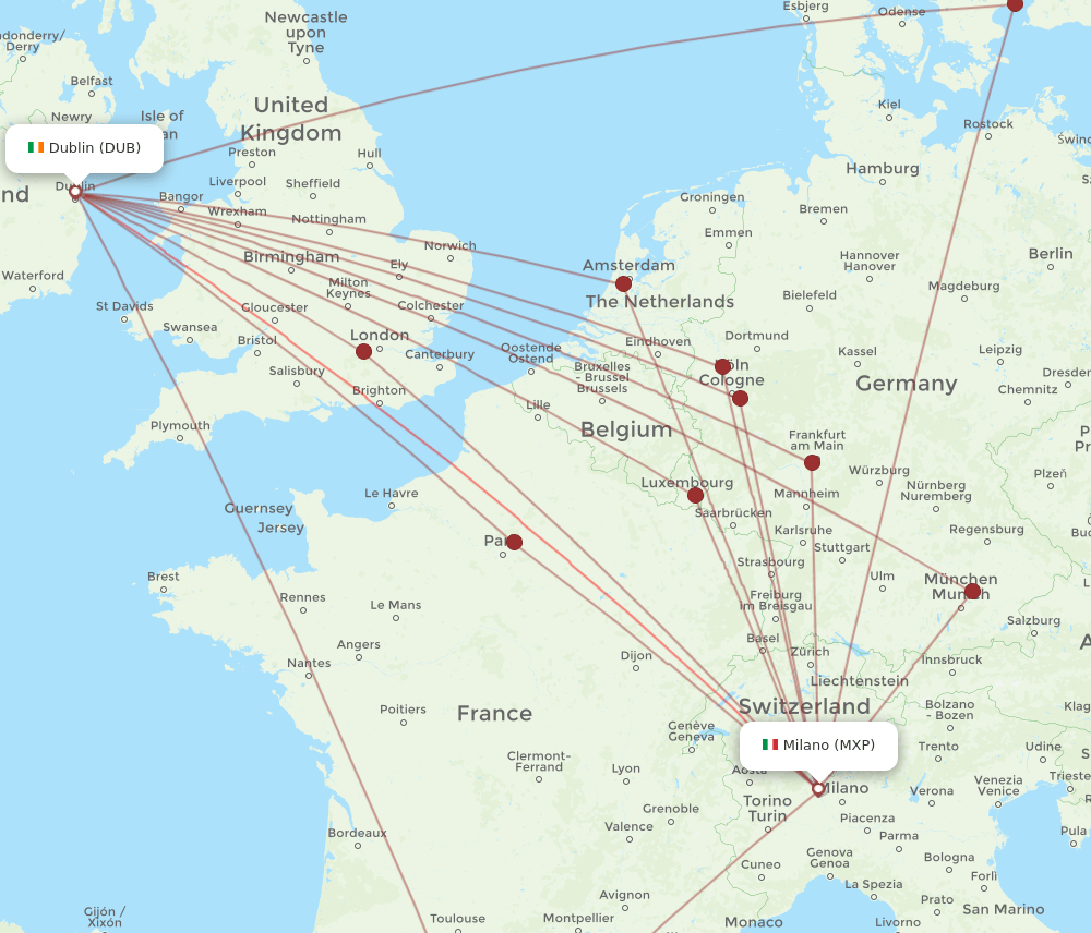 MXP-DUB flight routes