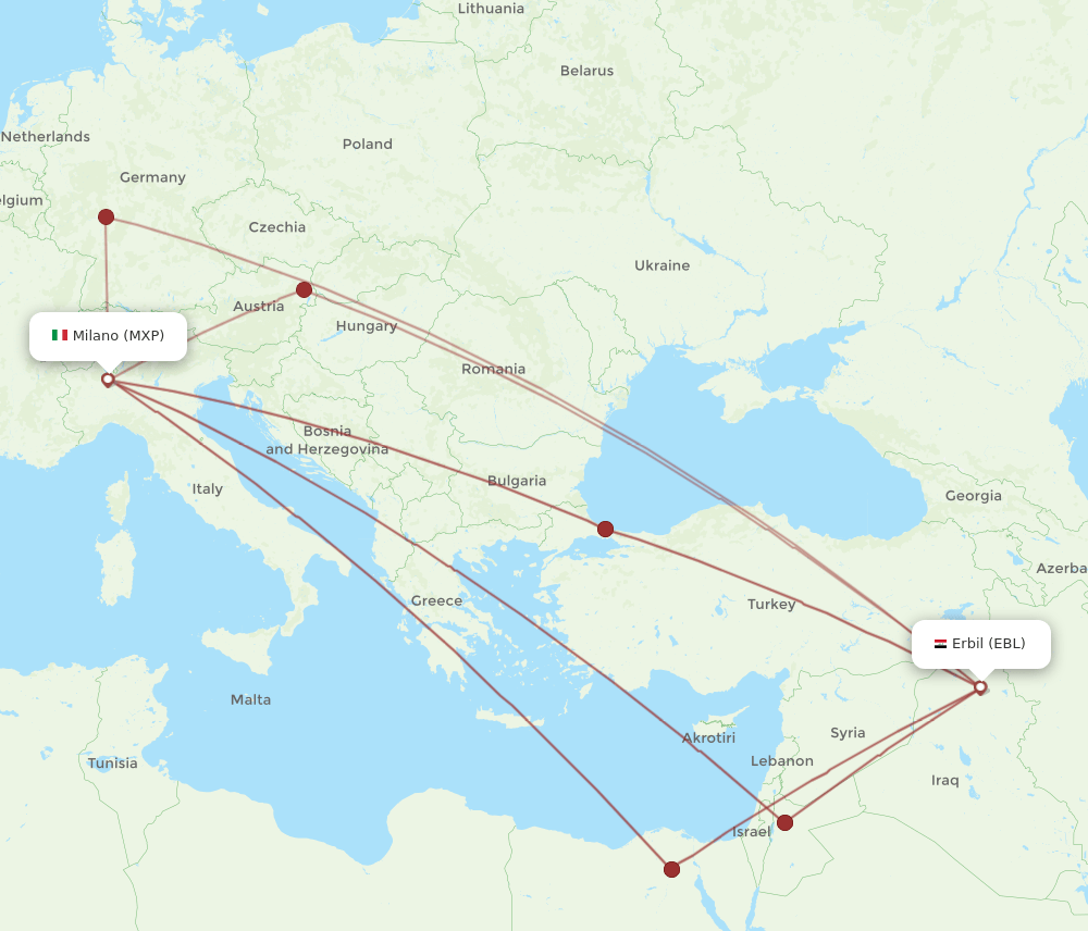 MXP-EBL flight routes
