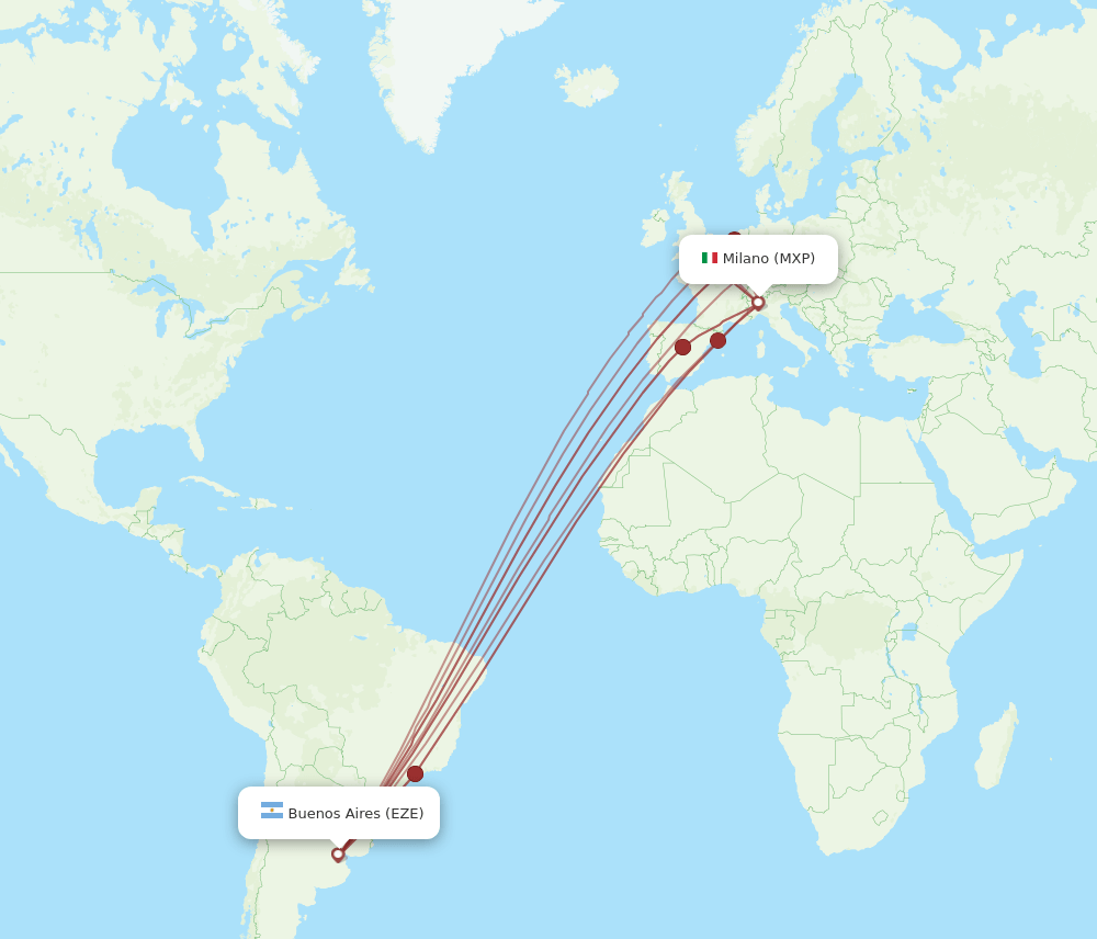 MXP-EZE flight routes