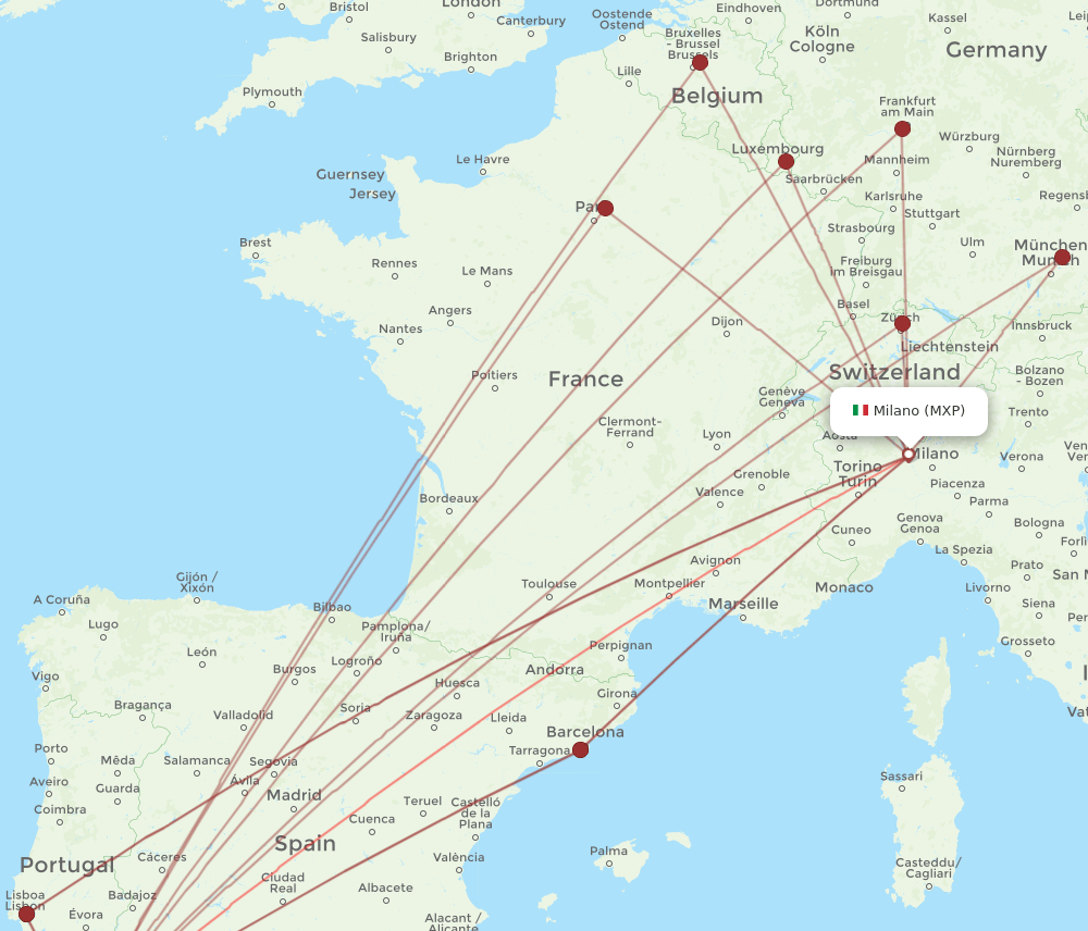 MXP-FAO flight routes