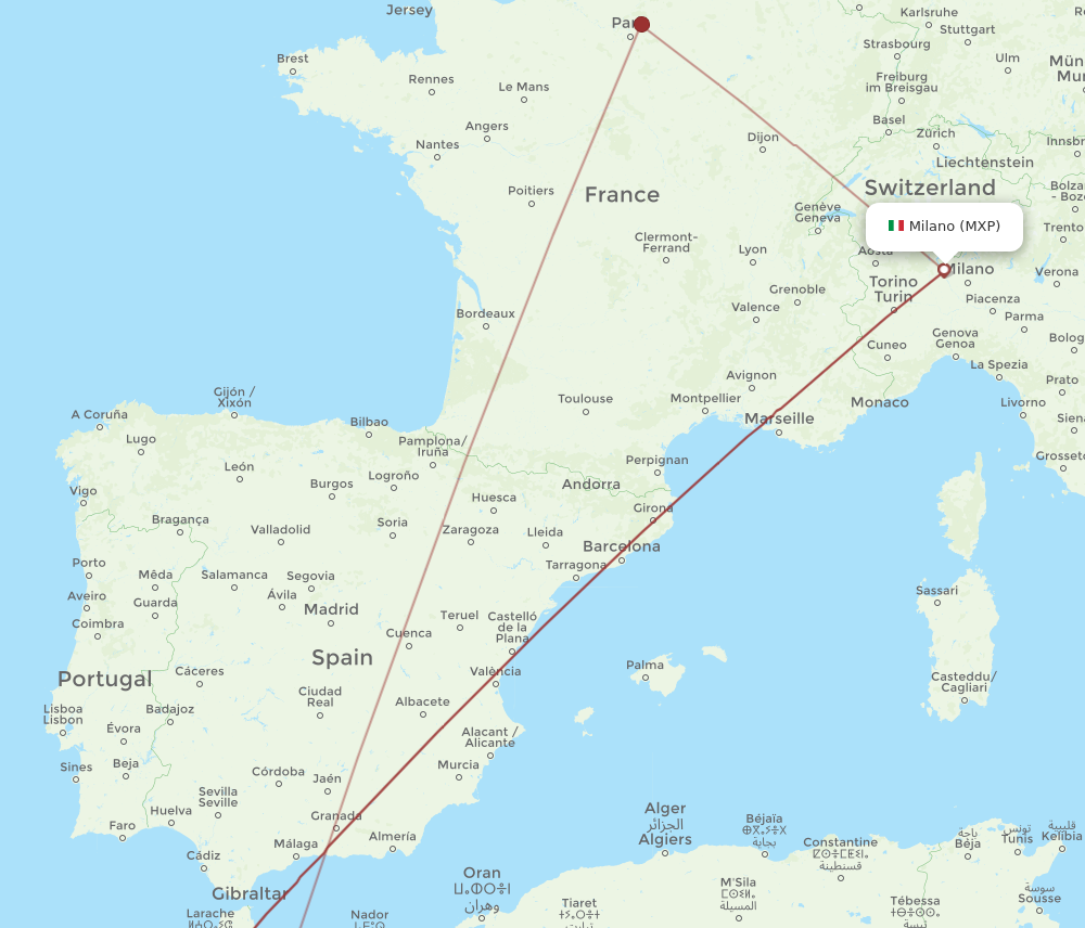 MXP to FEZ flights and routes map