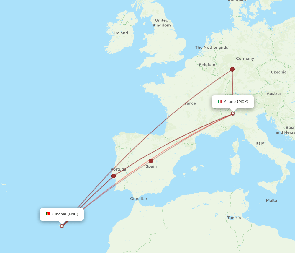 MXP-FNC flight routes