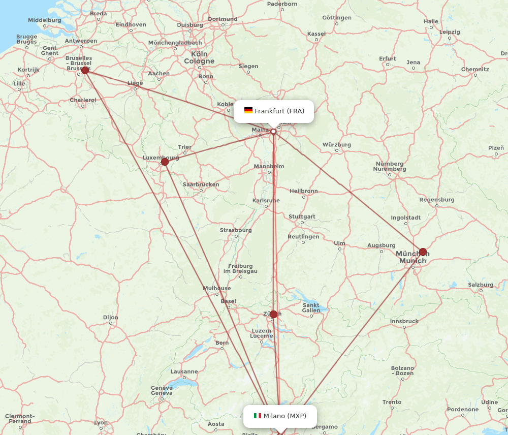 MXP-FRA flight routes
