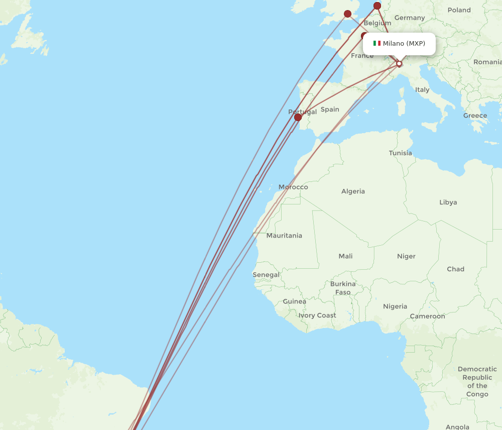 MXP-GIG flight routes