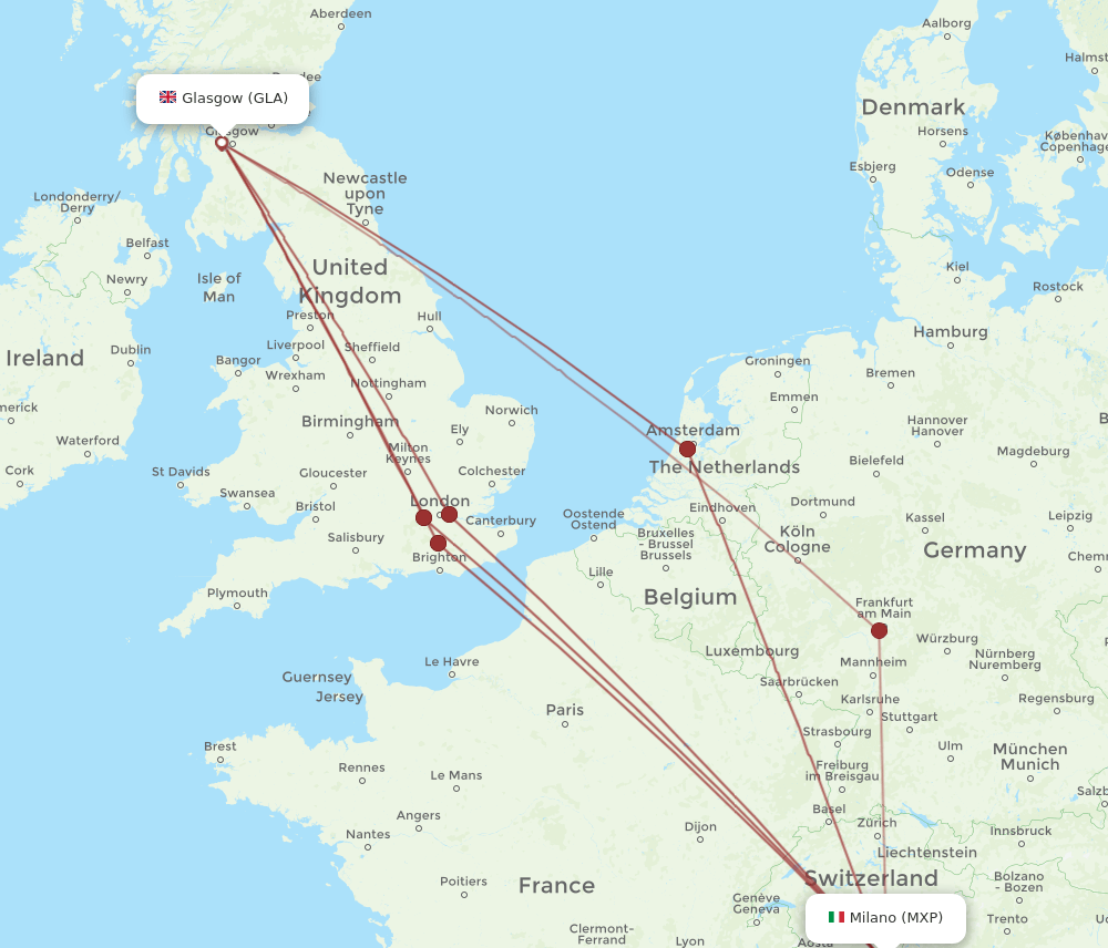 MXP-GLA flight routes