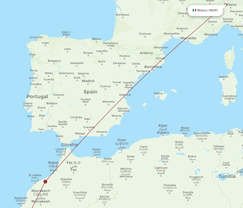 MXP-GLN flight routes