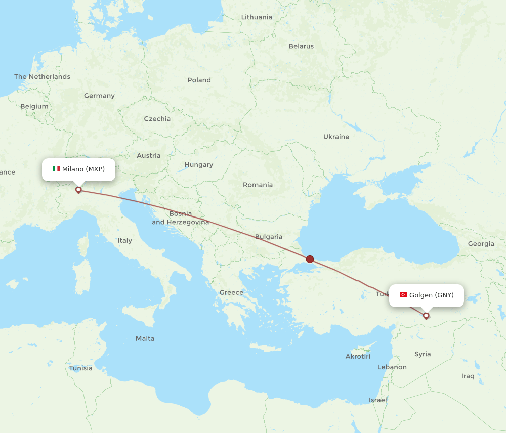 MXP-GNY flight routes