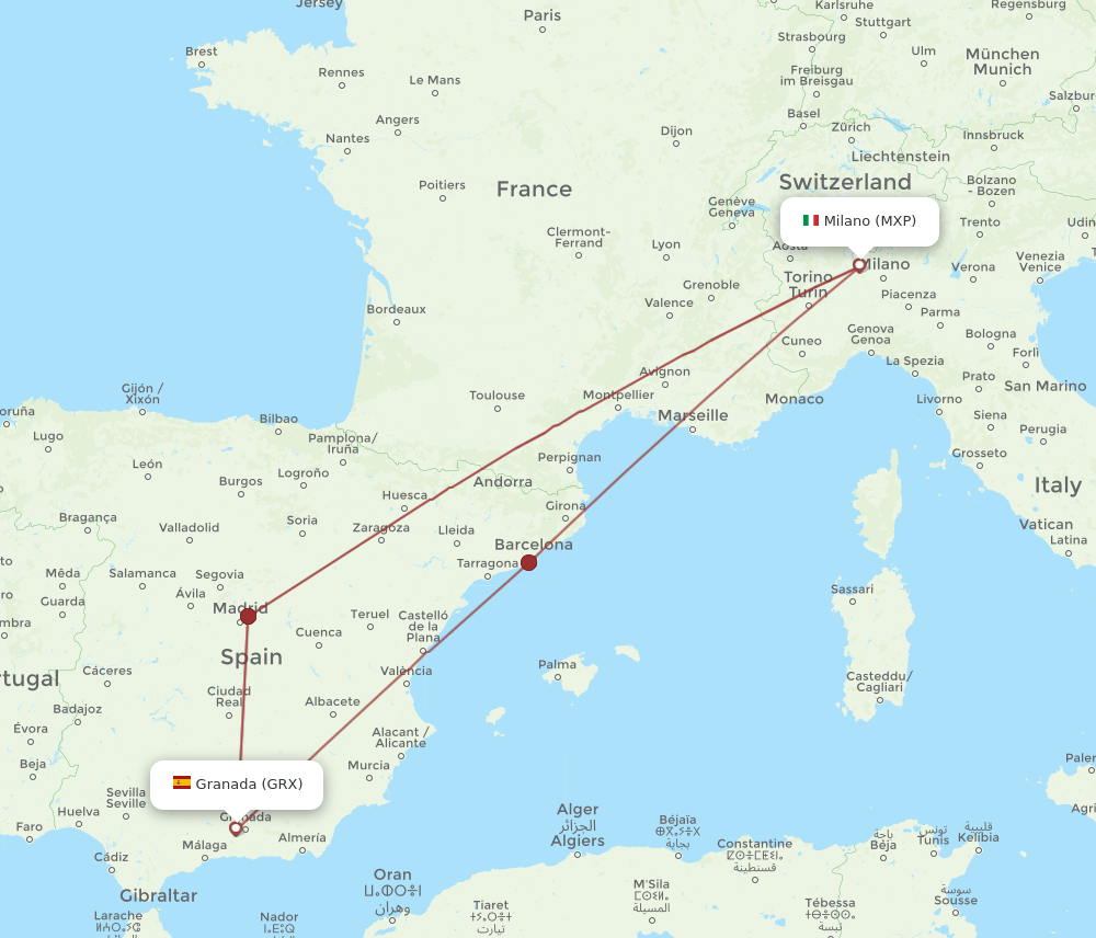 MXP-GRX flight routes
