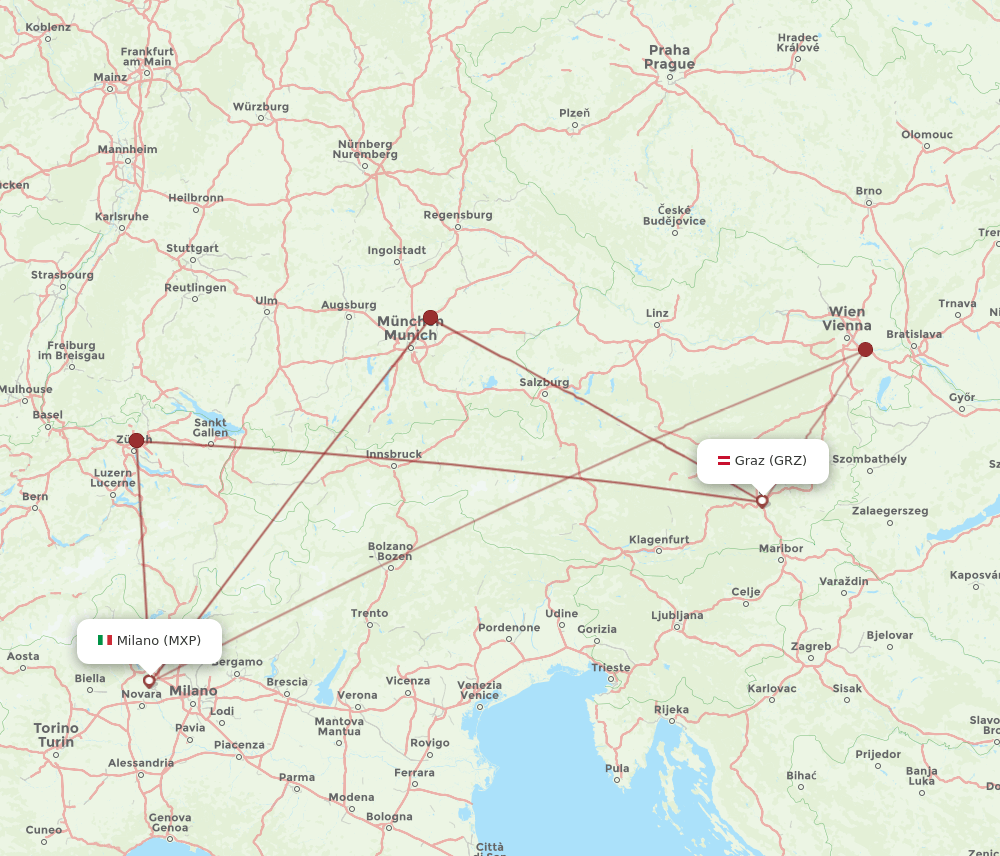 MXP-GRZ flight routes