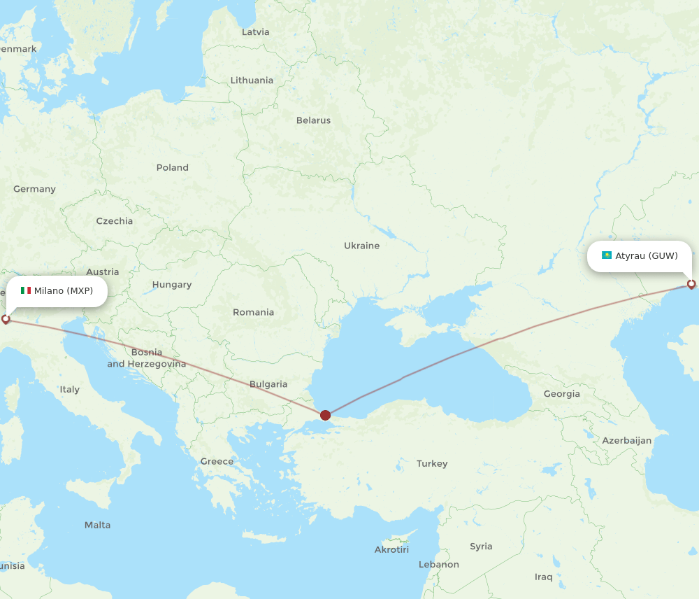 MXP-GUW flight routes