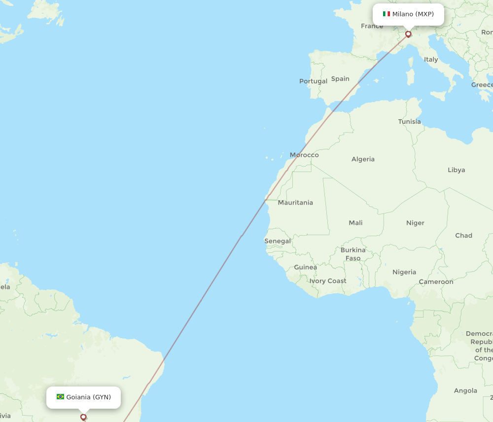 MXP-GYN flight routes